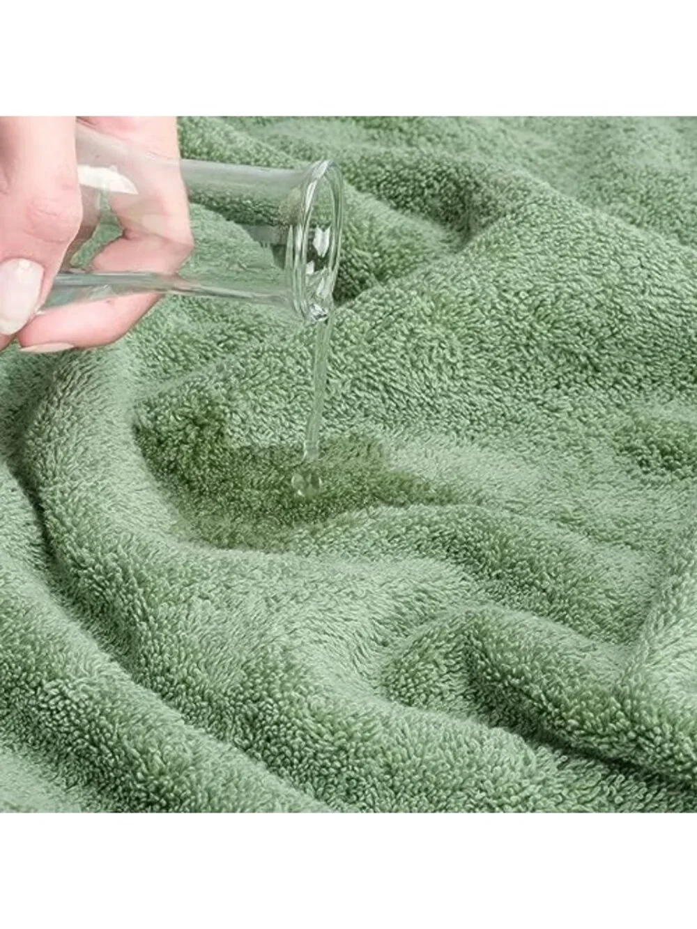Soft Cotton Towel Set of 6 - 2 Bath, 2 Hand & 2 Washcloths - Green Bathroom